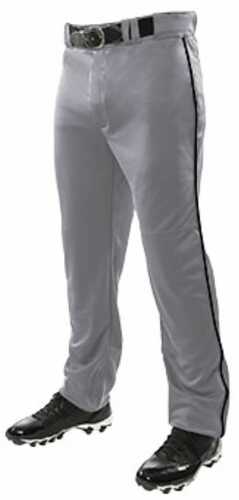 Champro Adult Triple Crown Opn Btm Pant w Piping Gry Blk LG