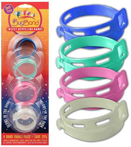 BugBand Repellent Wristband Family Pak 4 Assorted Colors