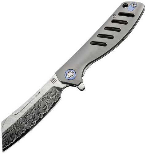 Artisan Tomahawk Folder 3.14 in Damascus Gray Titanium Handle