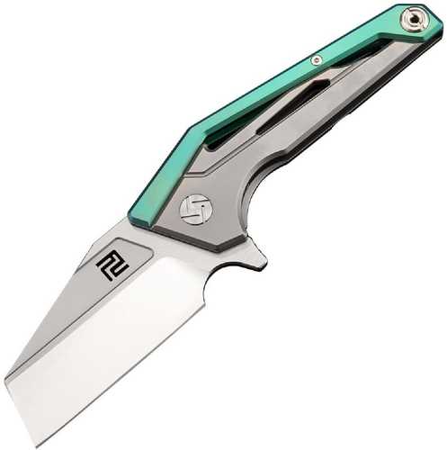 Artisan Ravine Folder 2.83 in M390 Blade Green Titanium Handle