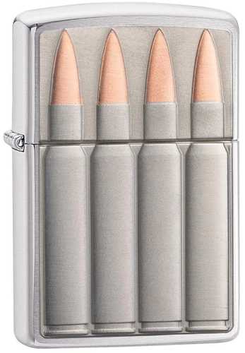 Zippo Brushed Chrome Bullets Emblem Lighter