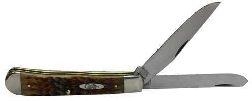 Case Amber Bone Trapper Folding Knife With Spey Stainless Steel Blades