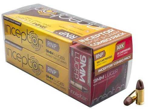 9mm Luger 100 Grain Round Nose 125 Rounds Inceptor Ammunition