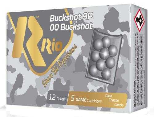 12 Gauge 2-3/4" Lead 00 Buck 9 Pellets 5 Rounds Rio Ammunition Shotgun