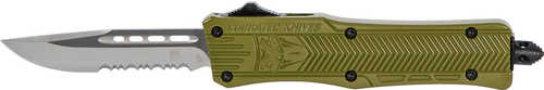 COBRA TEC KNIVES LLC SODCTK1SDS CTK-1 Small 2.75" 440C Stainless Steel Black Drop Point Serrated OD Green Zinc-Aluminum