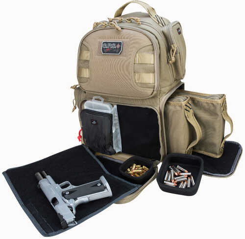 G*Outdoors Tactical Range Backpack Tan 1000D Nylon 2 Handguns