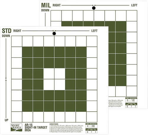 Tacshield 03710 Sport Ridge Sight-In Targets MOA And Mil-Dot Premium Durable Paper 10" X Per Pkg