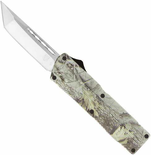 CobraTec Knives   Lightweight 3.25" OTF Tanto Plain D2 Steel Blade/Woodland Camo Aluminum Handle Includes Pocket