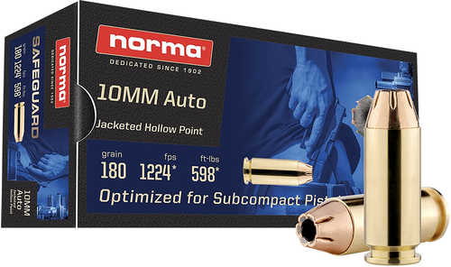 Norma Ammunition 801109265 10mm 180 Gr Jacketed Hollow Point 50 Per Box/ 20 Case