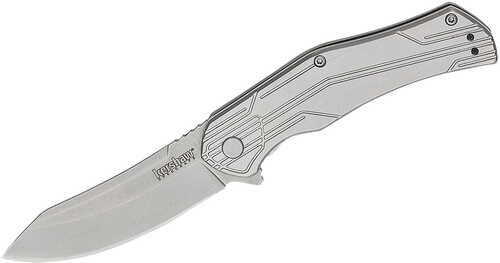 Kershaw 1380x Husker Edc 3" Folding Trailing Point Plain Bead Blasted 8cr13mov Ss Blade, Stonewashed Stainless Steel Han