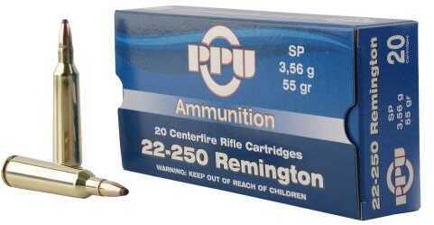 22-250 Rem 55 Grain Jacketed Soft Point 20 Rounds Prvi Partizan Ammunition Remington