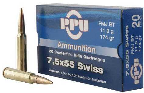 7.5X55mm Swiss 174 Grain FMJ 20 Rounds Prvi Partizan Ammunition