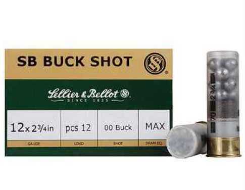 12 Gauge 2-3/4" Lead Buck Pellets 25 Rounds Sellier & Bello Shotgun Ammunition