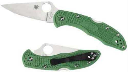 Spyderco C11FPGR Folding Delica4 Flat Ground 2.88" VG10 Plain Blade Green Handle