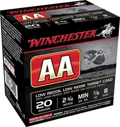 20 Gauge 2-3/4" Lead #8  7/8 oz 25 Rounds Winchester Shotgun Ammunition