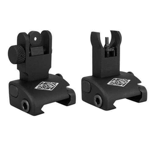 YHM 5040H Quick Deploy Folding Sight Same Plane Hooded Stem Aluminum Black