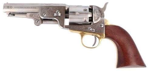 Taylor/Pietta 1851 Navy US Marshall White Engraved Finish .44 Caliber 5" Barrel Cap and Ball BP Revolver