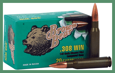 308 Win 145 Grain Full Metal Jacket 20 Rounds Brown Bear Ammunition 308 Winchester