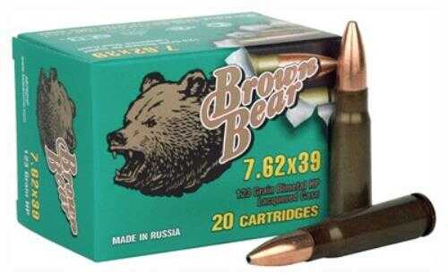 7.62X39mm 123 Grain Hollow Point 500 Rounds Brown Bear Ammunition