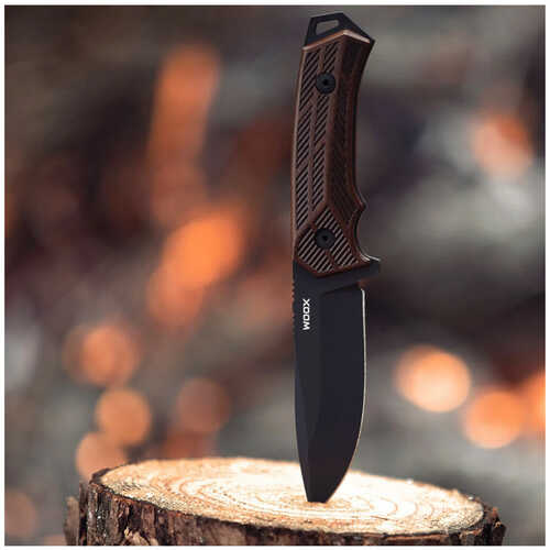 Woox Knife Rock 62 Fixed Blade 4.25" Walnut Engraved Handle