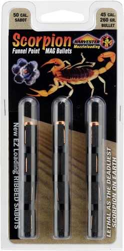 Harvester Scorpion 50 Caliber 260 Grains .451 Funnel Point Sabot 12Pk