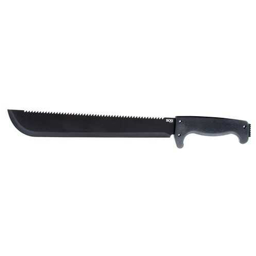 S.O.G SOG-Mc01-N SOGfari 13" Machete Plain/Saw Black Powder Coated 3Cr13MoV SS Blade/Black Kraton Handle